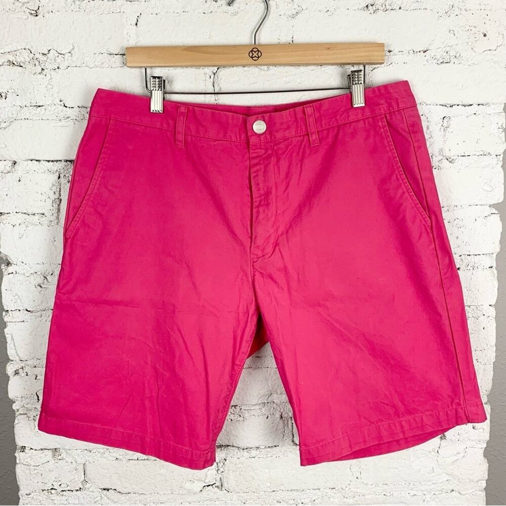 Bonobos Pink 9 Inch Inseam Mens Chino Flat Front Shorts 35